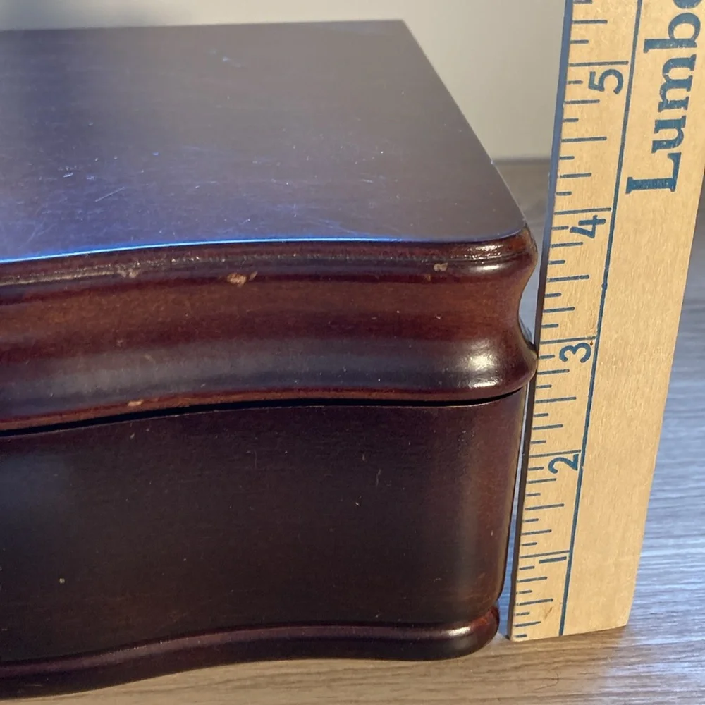 Powell Wooden Jewelry Box with Blue Velvet Interior vintage gorgeous